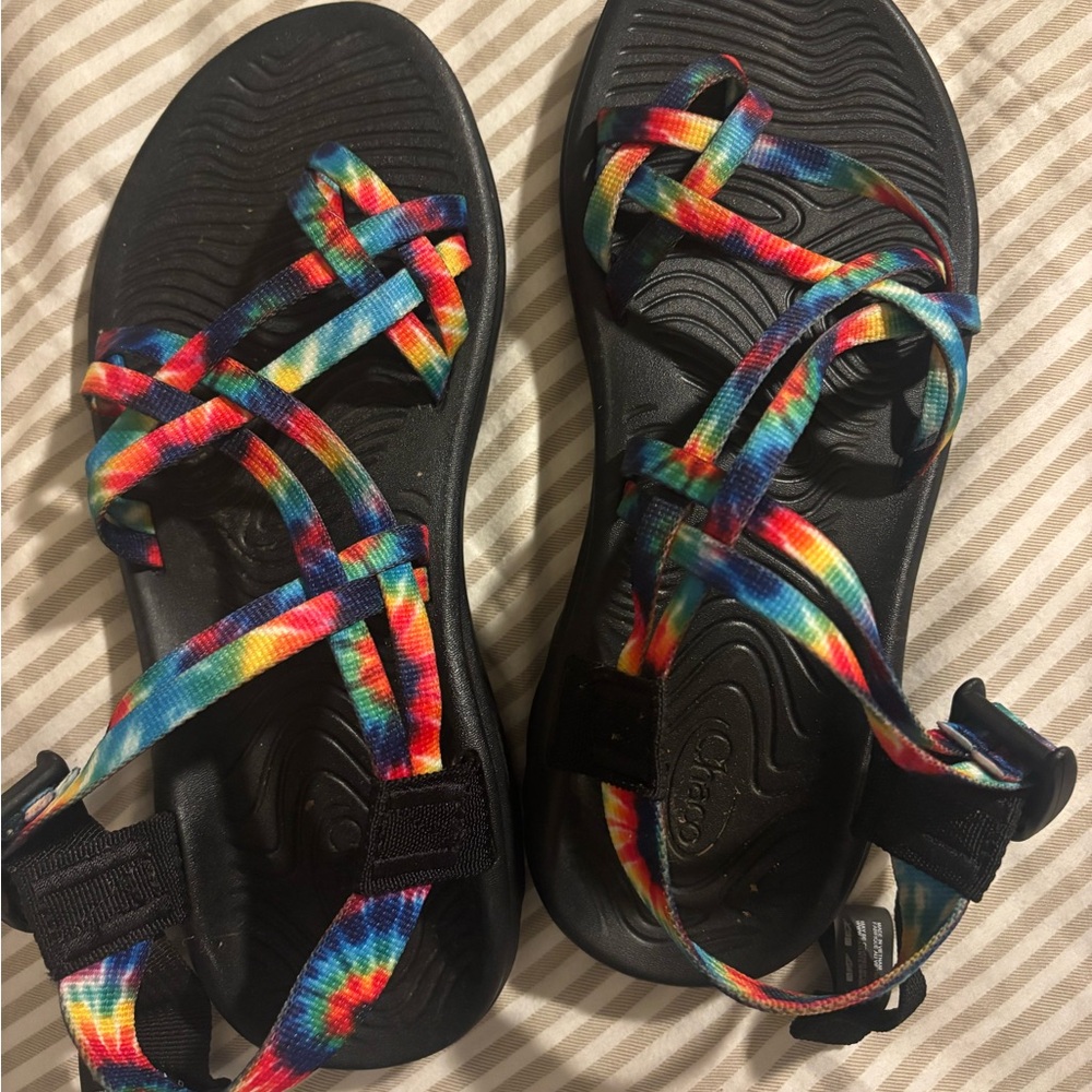 Chaco Rainbow Tie-Dye Strap Sandals - Black Footbed